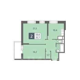 2-комн.кв., 60 м², этаж 19
