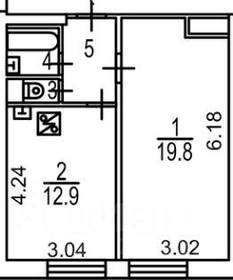 1-комн.кв., 39 м², этаж 5