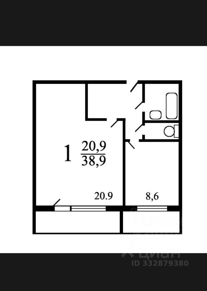 1-комнатная квартира, 39 м² — фото 3