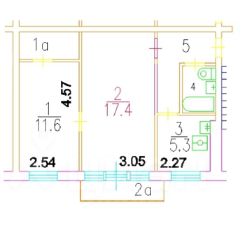 2-комн.кв., 45 м², этаж 3