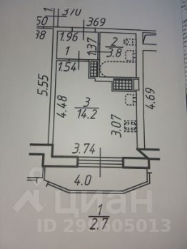 студия, 21 м², этаж 5