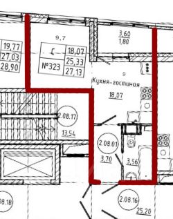 студия, 27 м², этаж 8