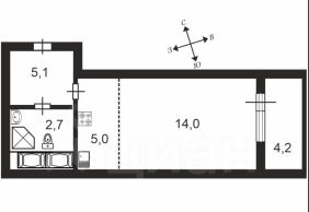 студия, 27 м², этаж 5