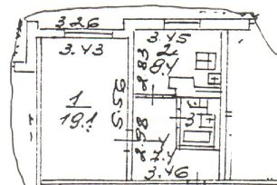 1-комн.кв., 38 м², этаж 1