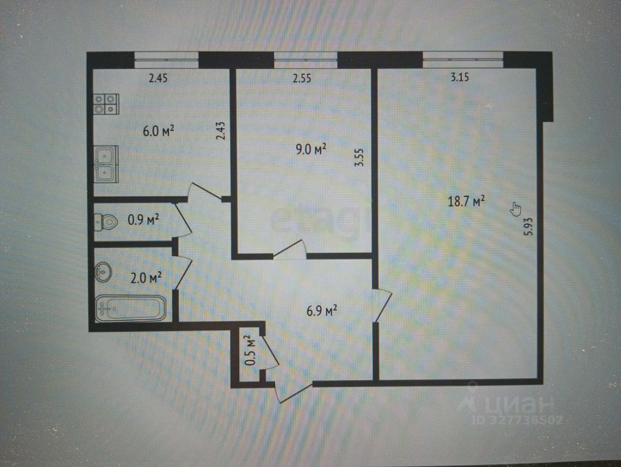 2-к кв. Татарстан, Набережные Челны Автозаводский просп., 25 (44.0 м²)