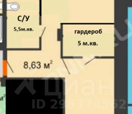 2-комн.кв., 64 м², этаж 3