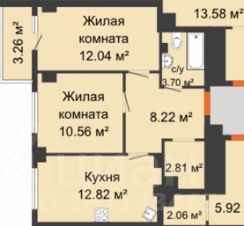 2-комн.кв., 50 м², этаж 6