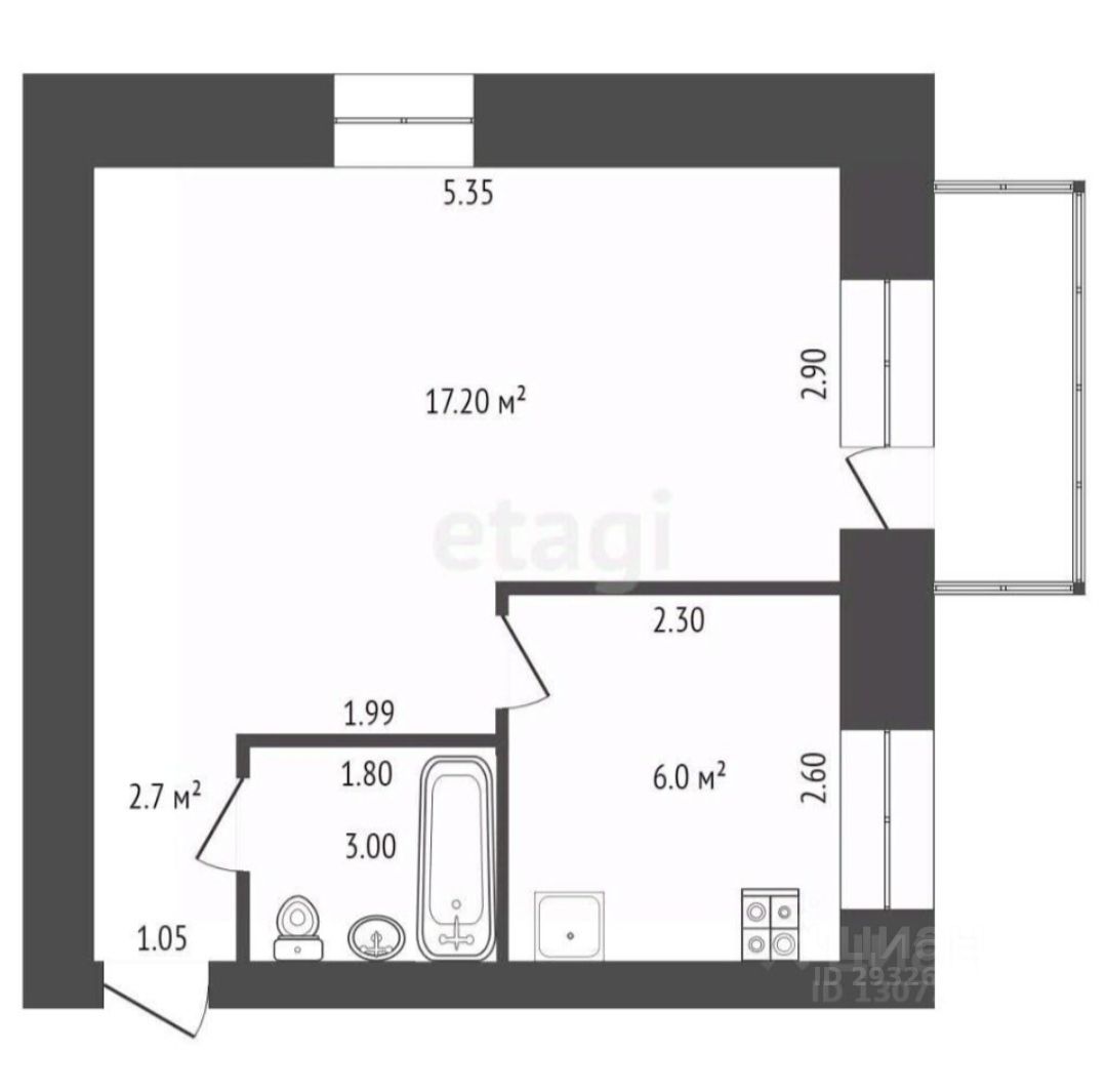 Продажа однокомнатной квартиры 29,5м² Яблоневая ул., 13А, Нижний Новгород, Нижегородская  область, м. Горьковская - база ЦИАН, объявление 293263321