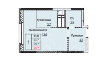 студия, 24 м², этаж 11