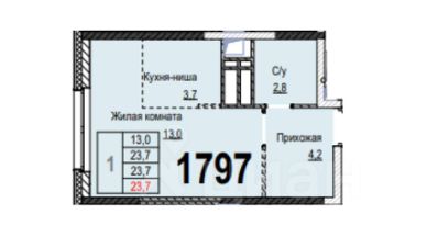 студия, 24 м², этаж 11