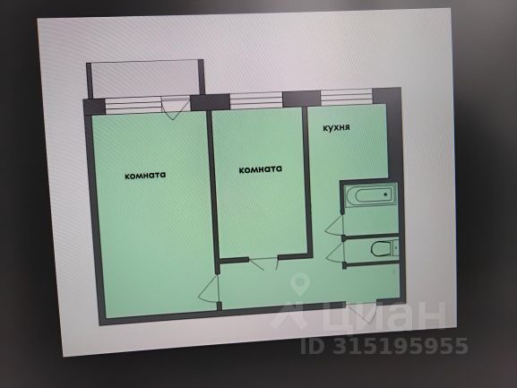 2-комн., 44 м², 7/9 этаж