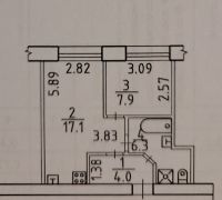 2-комн.кв., 35 м², этаж 1