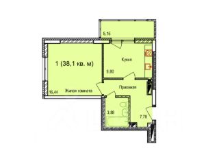 1-комн.кв., 38 м², этаж 3