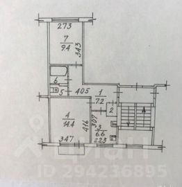 2-комн.кв., 44 м², этаж 3