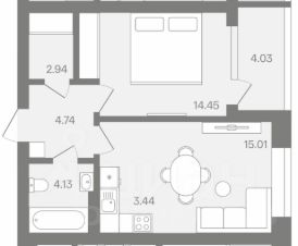 2-комн.кв., 52 м², этаж 7