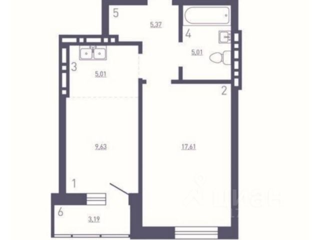 Студия, 42,6 м², 10/19 этаж