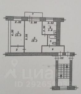 2-комн.кв., 45 м², этаж 2