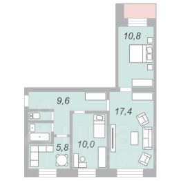 3-комн.кв., 57 м², этаж 9