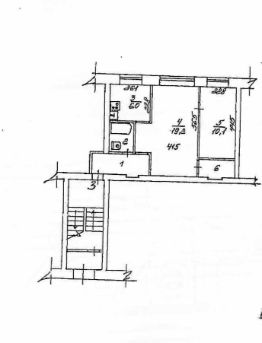 2-комн.кв., 45 м², этаж 1