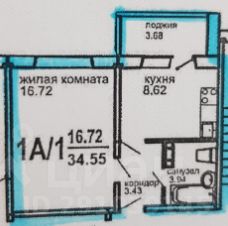 1-комн.кв., 35 м², этаж 1