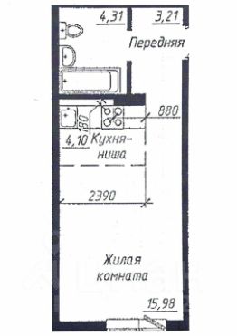 студия, 20 м², этаж 4