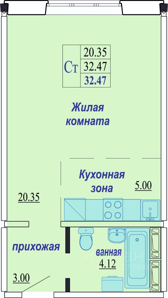 ПродаетсяСтудия,32,47м²