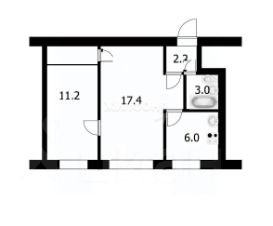 2-комн.кв., 43 м², этаж 2