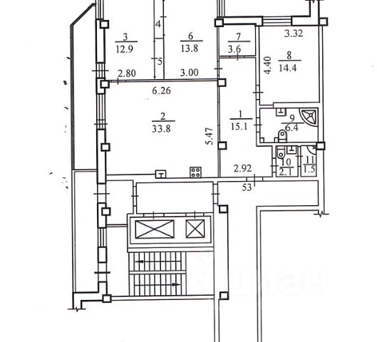 3-комн., 105,8 м², 5/15 этаж