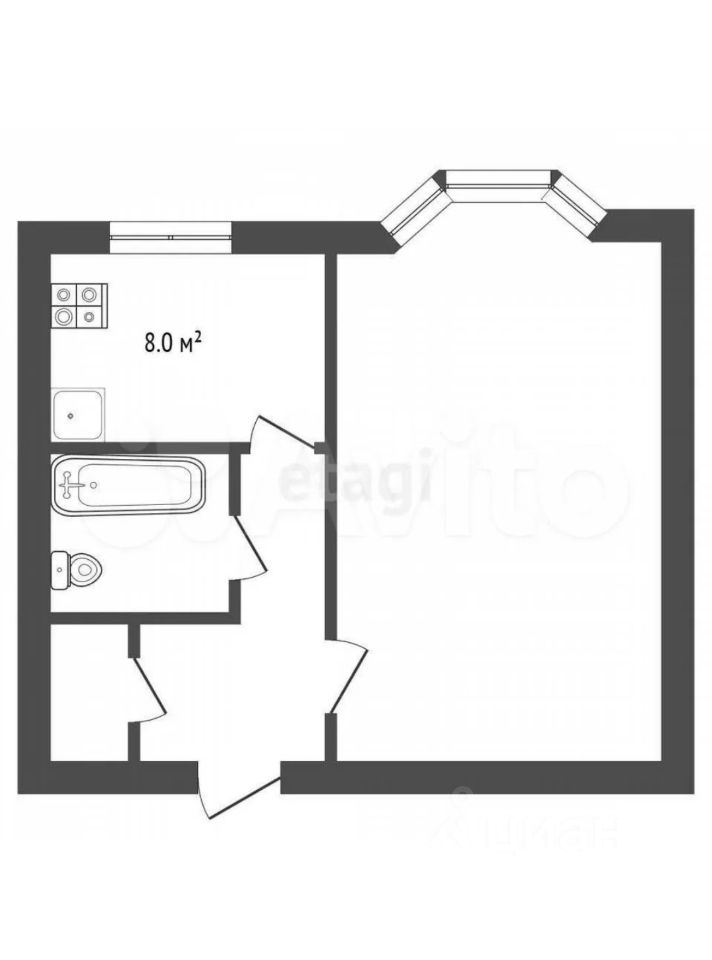 1-к кв. Ямало-Ненецкий АО, Новый Уренгой ул. 26-го съезда КПСС, 8 (38.0 м²)