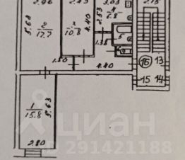 3-комн.кв., 62 м², этаж 2