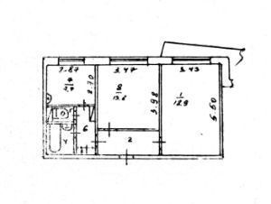 2-комн.кв., 52 м², этаж 4