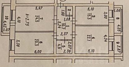 3-комн.кв., 99 м², этаж 7