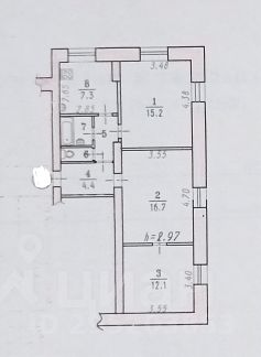 3-комн.кв., 63 м², этаж 1