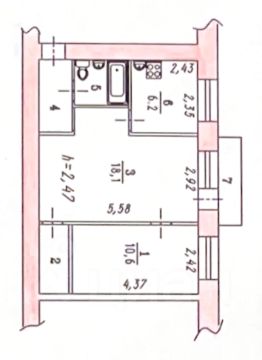 2-комн.кв., 44 м², этаж 3