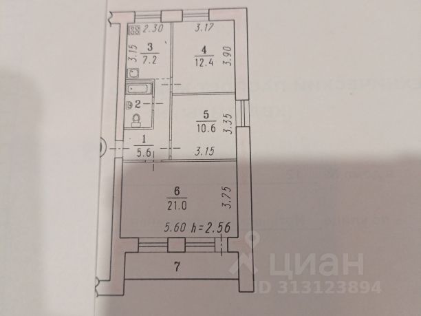 3-комн., 60,2 м², 4/9 этаж
