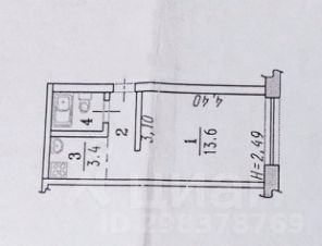 студия, 23 м², этаж 5