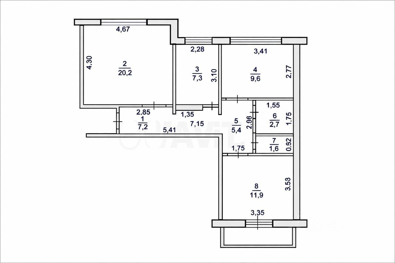 3-к кв. Оренбургская область, Оренбург Салмышская ул., 31 (65.7 м²)