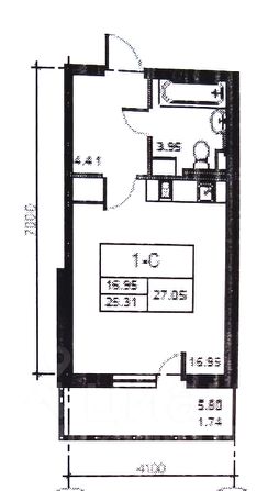 студия, 26 м², этаж 5