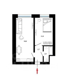 2-комн.кв., 35 м², этаж 3