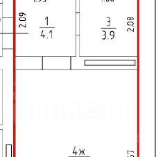 1-комн.кв., 44 м², этаж 4