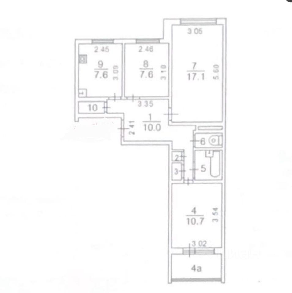 Продаю трехкомнатную квартиру 59м² Парадный проезд, 4, Подольск ...
