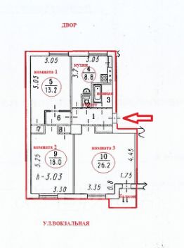 3-комн.кв., 78 м², этаж 3