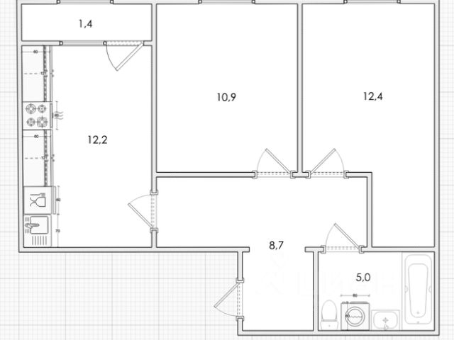 2-комн., 51 м², 13/13 этаж