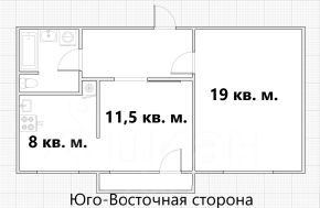 2-комн.кв., 52 м², этаж 4