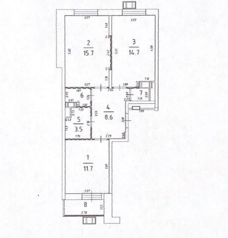 2-комн., 57,2 м², 15/17 этаж
