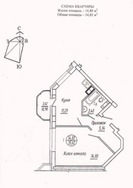 1-комн.кв., 35 м², этаж 7