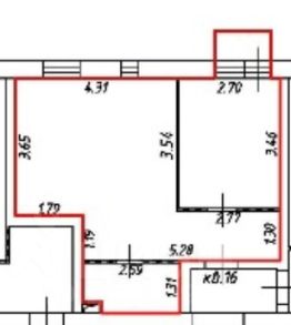 2-комн.кв., 35 м², этаж 3