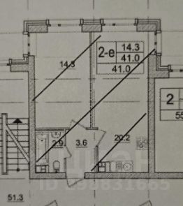 2-комн.кв., 42 м², этаж 3