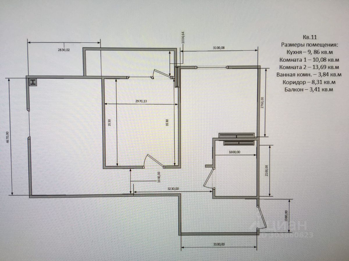 Продажа двухкомнатной квартиры 48м² ул. Герасименко, Ростов-на-Дону,  Ростовская область - база ЦИАН, объявление 303860623