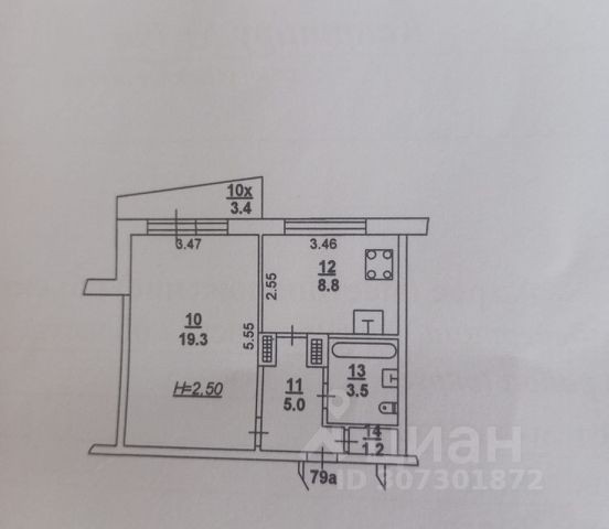 1-комн., 37,8 м², 3/10 этаж